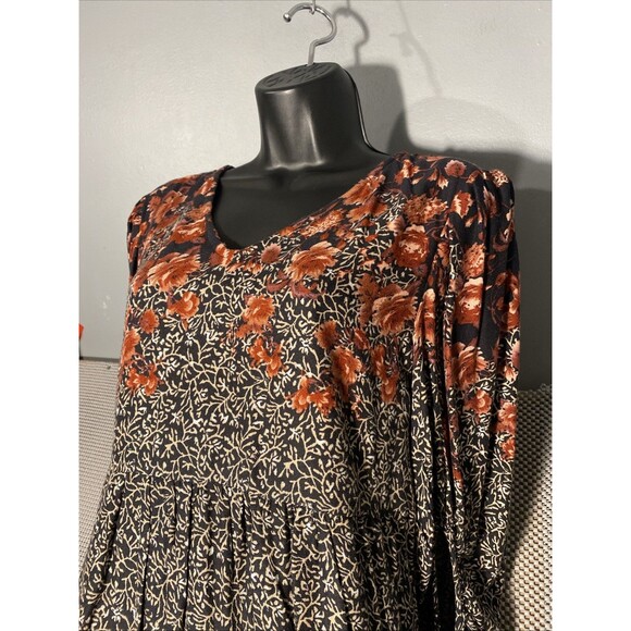 Maurice’s Boho Dress‎ Size Small Floral 3/4 Sleeves V Neck Cinched Back - Picture 3 of 4